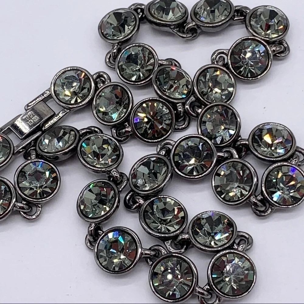 Givenchy Gray Crystal Gunmetal Collar Necklace